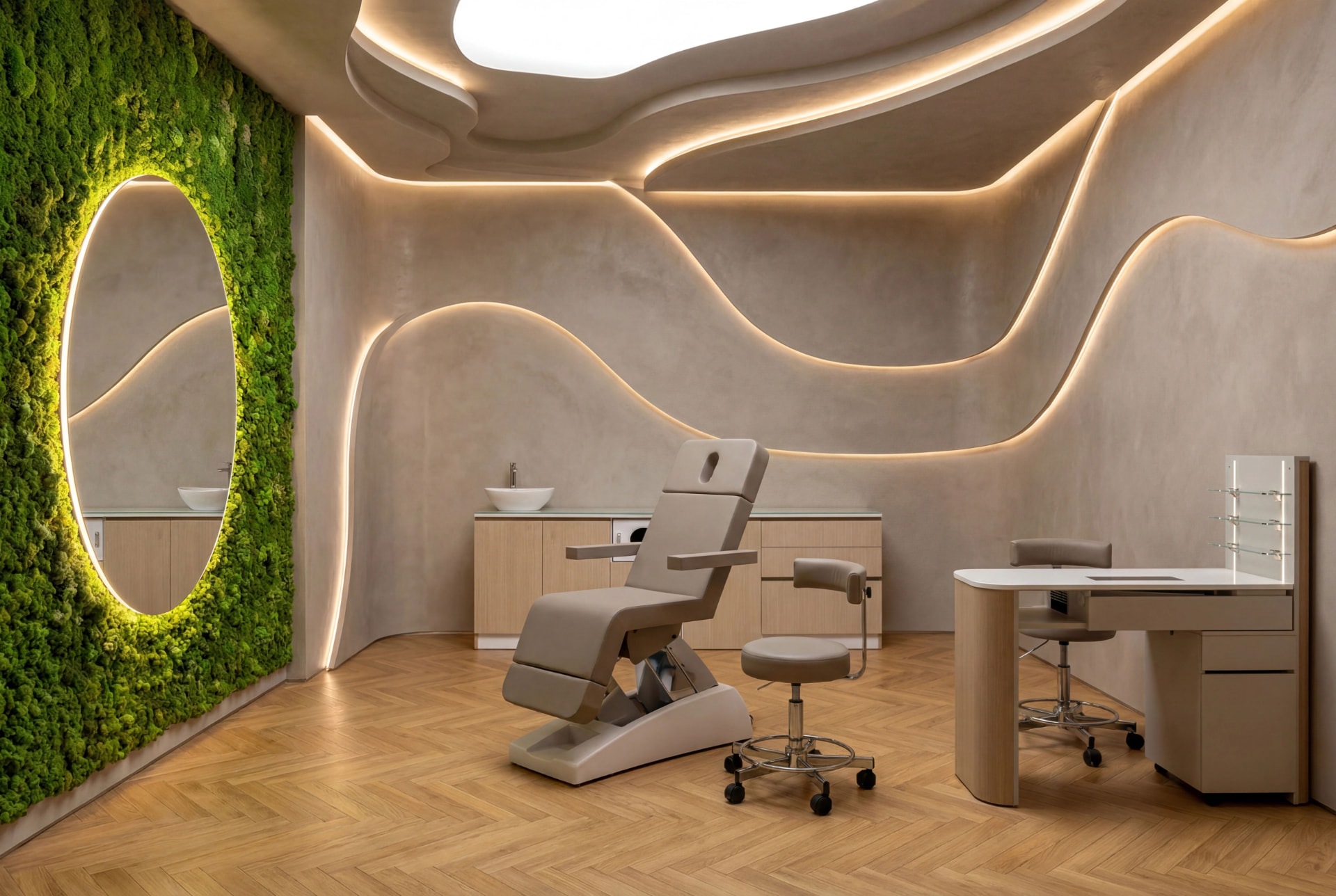 Beauty Center con poltrona professionale, area nail e illuminazione integrata
